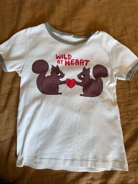 Mini rodini Wild at Heart White Kids T‑Shirt with Squirrel Graphic